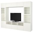 IKEA - BESTA, tv ünitesi, beyaz-şeffaf cam, 300x42x231 cm