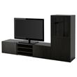 IKEA - BESTA, tv ünitesi, venge-siyah-kahverengi-şeffaf cam, 240x42x129 cm