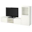 IKEA - BESTA, tv ünitesi, beyaz-şeffaf cam, 240x42x129 cm