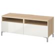 IKEA - BESTA, tv bench, white stained oak effect/high-gloss/white, 120x42x48 cm