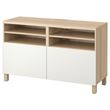 IKEA - BESTA, tv bench, white stained oak effect/white, 120x40x74 cm