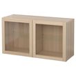 IKEA - BESTA, dolap kombinasyonu, ağartılmış meşe görünümlü-beyaz meşe görünümlü-şeffaf cam, 120x40x64 cm