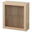 IKEA - BESTA, dolap kombinasyonu, ağartılmış meşe görünümlü-beyaz meşe görünümlü-şeffaf cam, 60x20x64 cm