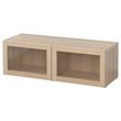 IKEA - BESTA, dolap kombinasyonu, ağartılmış meşe görünümlü-beyaz meşe görünümlü-şeffaf cam, 120x40x38 cm