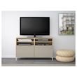 IKEA - BESTA, tv bench, white stained oak effect/high-gloss/beige, 120x40x74 cm
