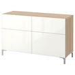 IKEA - BESTA, storage combination, white stained oak effect/high-gloss/white, 120x40x74 cm