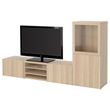 IKEA - BESTA, tv ünitesi, ağartılmış meşe görünümlü-beyaz meşe görünümlü-şeffaf cam, 240x42x129 cm