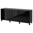 IKEA - BESTA, storage combination, black-brown/high-gloss/black, 180x42x74 cm