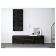 IKEA - BESTA, tv bench, black-brown/high-gloss/black, 180x40x48 cm