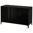 IKEA - BESTA, storage combination, black-brown/high-gloss/black, 120x42x74 cm
