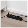 IKEA - KOPPLA, 4-way socket with 2 USB ports, black, 3 m