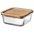 IKEA - IKEA 365+, glass food container with lid, glass/bamboo, 600 ml
