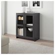 IKEA - BRIMNES, cabinet with doors, glass/black, 78x95 cm