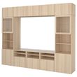 IKEA - BESTA, tv ünitesi, ağartılmış meşe görünümlü-beyaz meşe görünümlü-şeffaf cam, 300x42x231 cm
