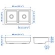 IKEA - HAVSEN, double-bowl insert sink, white, 82x48 cm