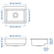 IKEA - HAVSEN, single-bowl insert sink, white, 62x48 cm