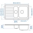 IKEA - VATTUDALEN, 1,5 bowl insert sink with drainer, stainless steel, 88x53 cm
