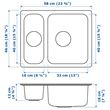IKEA - HILLESJÖN, 1,5 bowl insert sink, stainless steel, 58x46 cm