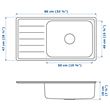 IKEA - VATTUDALEN, 1 bowl insert sink with drainer, stainless steel, 86x47 cm