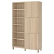 IKEA - BESTA, storage combination, white stained oak effect, 120x42x202 cm