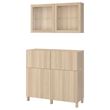 IKEA - BESTA, storage combination, white stained oak effect/white stained oak eff/clear glass, 120x42x213 cm