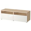 IKEA - BESTA, tv bench, white stained oak effect/high-gloss/white, 120x42x39 cm
