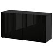 IKEA - BESTA, storage combination, black-brown/high-gloss/black, 120x42x65 cm
