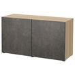 IKEA - BESTA, dolap kombinasyonu, ağartılmış meşe görünümlü-koyu gri taş görünümlü, 120x42x65 cm