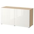 IKEA - BESTA, dolap kombinasyonu, ağartılmış meşe görünümlü-parlak cila-beyaz, 120x42x65 cm
