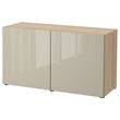 IKEA - BESTA, dolap kombinasyonu, ağartılmış meşe görünümlü-parlak cila-bej, 120x42x65 cm