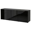 IKEA - BESTA, storage combination, black-brown/high-gloss/black, 180x42x65 cm