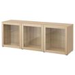 IKEA - BESTA, dolap kombinasyonu, ağartılmış meşe görünümlü-beyaz meşe görünümlü-şeffaf cam, 180x42x65 cm