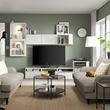 IKEA - BESTA, tv ünitesi, beyaz-şeffaf cam, 300x42x211 cm