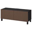 IKEA - BESTA, tv bench, black-brown/brown oak veneer, 120x42x48 cm