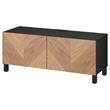 IKEA - BESTA, tv bench, black-brown/oak veneer, 120x42x48 cm