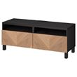 IKEA - BESTA, tv bench, black-brown/oak veneer, 120x42x48 cm