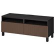 IKEA - BESTA, tv bench, black-brown/brown oak veneer, 120x42x48 cm