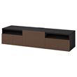 IKEA - BESTA, tv bench, black-brown/brown oak veneer, 180x42x39 cm