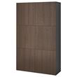 IKEA - BESTA, storage combination, black-brown/brown oak veneer, 120x42x193 cm