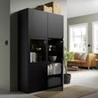 IKEA - BESTA, dolap kombinasyonu, venge-siyah-kahverengi-şeffaf cam, 120x42x193 cm
