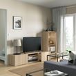 IKEA - BESTA, tv ünitesi, ağartılmış meşe görünümlü-beyaz meşe görünümlü-şeffaf cam, 240x42x129 cm