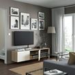 IKEA - BESTA, tv sehpası, ağartılmış meşe görünümlü-parlak cila-beyaz, 180x42x38 cm