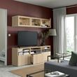 IKEA - BESTA, tv ünitesi, ağartılmış meşe görünümlü-beyaz meşe görünümlü-şeffaf cam, 180x42x192 cm