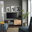 IKEA - BESTA, tv bench, black-brown/oak veneer, 120x42x48 cm
