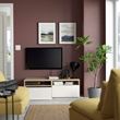 IKEA - BESTA, tv bench, white stained oak effect/high-gloss/white, 120x42x39 cm