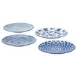 IKEA - ENTUSIASM, side plate set, blue-white, 18 cm