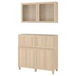 IKEA - BESTA, storage combination, white stained oak effect/white stained oak eff/clear glass, 120x42x213 cm
