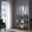 IKEA - VITTSJÖ, Open Shelving Unit, black-brown/glass, 100x93 cm