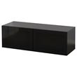 IKEA - BESTA, wall cabinet, black-brown/black/smoked glass, 120x42x38 cm