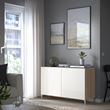 IKEA - BESTA, storage combination, white stained oak effect/high-gloss/white, 120x40x74 cm